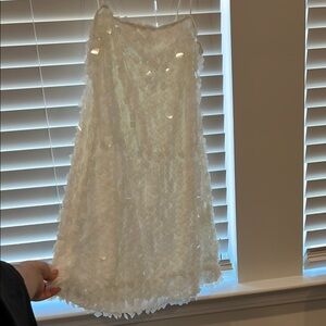 Cream A-Line Knee-Length Skirt with Sequins for Cocktail bag included